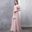 Elegant Blushing Pink Evening Dresses  2019 A-Line / Princess Off-The-Shoulder Short Sleeve Beading Rhinestone Floor-Length / Long Ruffle Backless Formal Dresses