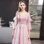 Modern / Fashion Blushing Pink Evening Dresses  2019 A-Line / Princess V-Neck Puffy 3/4 Sleeve Sash Glitter Tulle Floor-Length / Long Ruffle Backless Formal Dresses