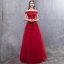 Chic / Belle Rouge Robe De Soirée 2019 Princesse De l'épaule Manches Courtes Appliques En Dentelle Perlage Paillettes Longue Volants Dos Nu Robe De Ceremonie