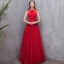Chic / Beautiful Red Evening Dresses  2019 A-Line / Princess Scoop Neck Sleeveless Backless Beading Sash Floor-Length / Long Ruffle Formal Dresses