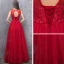 Chic / Beautiful Red Evening Dresses  2019 A-Line / Princess Scoop Neck Sleeveless Backless Beading Sash Floor-Length / Long Ruffle Formal Dresses