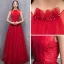 Chic / Beautiful Red Evening Dresses  2019 A-Line / Princess Scoop Neck Sleeveless Backless Beading Sash Floor-Length / Long Ruffle Formal Dresses