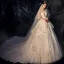 Élégant Ivoire Transparentes Robe De Mariée 2019 Princesse Encolure Dégagée Gonflée 3/4 Manches Dos Nu Appliques En Dentelle Paillettes Chapel Train Volants