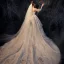 Élégant Ivoire Transparentes Robe De Mariée 2019 Princesse Encolure Dégagée Gonflée 3/4 Manches Dos Nu Appliques En Dentelle Paillettes Chapel Train Volants