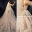 Élégant Ivoire Transparentes Robe De Mariée 2019 Princesse Encolure Dégagée Gonflée 3/4 Manches Dos Nu Appliques En Dentelle Paillettes Chapel Train Volants