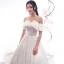 Modest / Simple Ivory Satin Wedding Dresses 2019 A-Line / Princess Off-The-Shoulder Short Sleeve Backless Chapel Train Ruffle