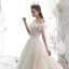 Schöne Champagner Brautkleider / Hochzeitskleider 2019 A Linie Off Shoulder Kurze Ärmel Rückenfreies Applikationen Spitze Pailletten Glanz Tülle Kathedrale Schleppe Rüschen