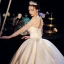 Vintage Ivory / Creme Satin Durchsichtige Brautkleider / Hochzeitskleider 2019 Ballkleid Rundhalsausschnitt 3/4 Ärmel Rückenfreies Applikationen Spitze Kapelle-Schleppe Rüschen