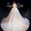 Simple Ivoire Satin Robe De Mariée 2019 Robe Boule De l'épaule Bretelles Spaghetti Manches Courtes Dos Nu Chapel Train Volants