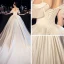 Simple Ivoire Satin Robe De Mariée 2019 Robe Boule De l'épaule Bretelles Spaghetti Manches Courtes Dos Nu Chapel Train Volants