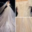 Luxury / Gorgeous Champagne Wedding Dresses 2019 A-Line / Princess Off-The-Shoulder Short Sleeve Backless Appliques Lace Beading Pearl Crystal Glitter Tulle Cathedral Train Ruffle