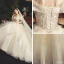 Classy Champagne Wedding Dresses 2019 Ball Gown Off-The-Shoulder Short Sleeve Backless Beading Court Train Ruffle