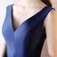 Chic / Belle Bleu Marine Fleur Robe De Bal 2017 Princesse V-Cou Sans Manches Impression Satin Longue Volants Dos Nu Robe De Ceremonie