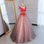 Chic / Belle Rouge Robe De Bal 2017 Robe Boule Col Haut Mancherons Appliques En Dentelle Perlage Cristal Noeud Ceinture Longue Dos Nu Percé Robe De Ceremonie