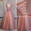 Chic / Belle Rouge Robe De Bal 2017 Robe Boule Col Haut Mancherons Appliques En Dentelle Perlage Cristal Noeud Ceinture Longue Dos Nu Percé Robe De Ceremonie