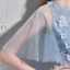 Stunning Sky Blue Evening Dresses  2017 A-Line / Princess Scoop Neck 1/2 Sleeves Appliques Flower Pearl Court Train Backless Formal Dresses