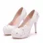 Elegant White Rhinestone Lace Flower Wedding Shoes 2025 14 cm Stiletto Heels Round Toe Wedding Pumps High Heels