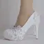 Elegant White Rhinestone Lace Flower Wedding Shoes 2025 14 cm Stiletto Heels Round Toe Wedding Pumps High Heels