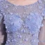 Élégant Lavande Robe De Soirée 2017 Princesse Encolure Dégagée Manches Longues Appliques Fleur Perle Chapel Train Dos Nu Percé Robe De Ceremonie