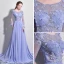 Élégant Lavande Robe De Soirée 2017 Princesse Encolure Dégagée Manches Longues Appliques Fleur Perle Chapel Train Dos Nu Percé Robe De Ceremonie