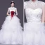 Chinese style White Pierced Wedding Dresses 2017 Ball Gown High Neck Sleeveless Backless Appliques Lace Rhinestone Detachable Court Train