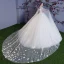 Coloré Ivoire Transparentes Robe De Mariée 2018 Robe Boule Encolure Dégagée Sans Manches Appliques Fleur Perlage Perle Glitter Tulle Volants Watteau Train