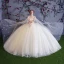 Coloré Ivoire Transparentes Robe De Mariée 2018 Robe Boule Encolure Dégagée Sans Manches Appliques Fleur Perlage Perle Glitter Tulle Volants Watteau Train