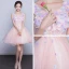 Chic / Beautiful Affordable Party Dresses Graduation Dresses 2017 Lace Flower Appliques Backless Pearl V-Neck Short Ball Gown