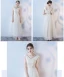 Affordable Champagne Bridesmaid Dresses 2018 A-Line / Princess Bow Sash Ankle Length Ruffle Backless Wedding Party Dresses