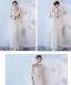 Affordable Champagne Bridesmaid Dresses 2018 A-Line / Princess Bow Sash Ankle Length Ruffle Backless Wedding Party Dresses