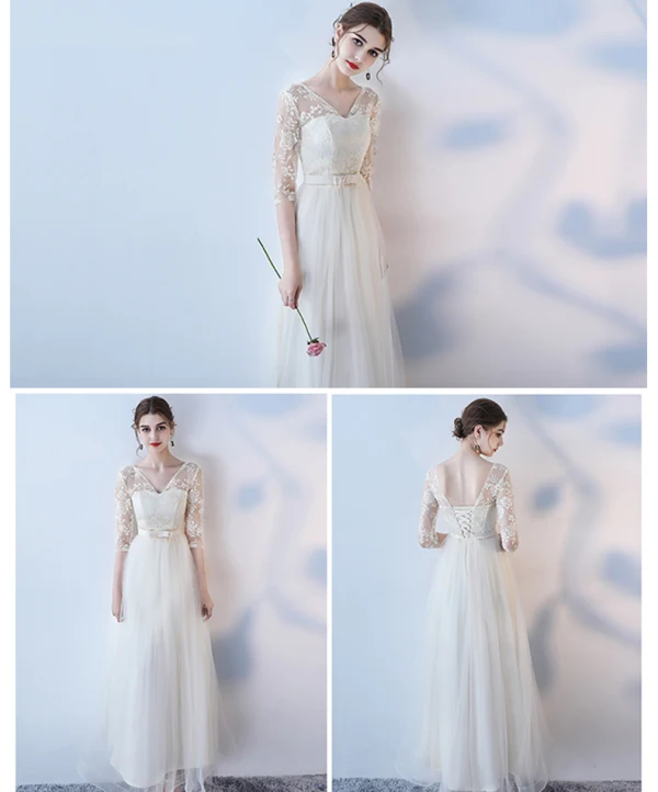 Affordable Champagne Bridesmaid Dresses 2018 A-Line / Princess Bow Sash Ankle Length Ruffle Backless Wedding Party Dresses