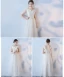 Affordable Champagne Bridesmaid Dresses 2018 A-Line / Princess Bow Sash Ankle Length Ruffle Backless Wedding Party Dresses