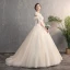 Chic / Beautiful Champagne Outdoor / Garden Wedding Dresses 2019 A-Line / Princess Deep V-Neck Short Sleeve Backless Appliques Lace Beading Sequins Sweep Train Ruffle