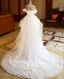 Affordable Ivory Short Asymmetrical Wedding Dresses 2019 A-Line / Princess Off-The-Shoulder Short Sleeve Appliques Lace Backless Beading Pearl Ruffle