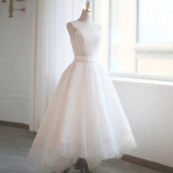 Chic Beautiful Ivory Short Asymmetrical Wedding Dresses 2019 A Line Princess Strapless Sleeveless Backless Bow Sash Ruffle