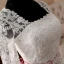 Snygga / Fina Elfenben Trädgård / Utomhus Korta Asymmetrisk Bröllopsklänningar 2019 Prinsessa Fyrkantig Ringning Långärmad Halterneck Appliqués Spets Beading Skärp Ruffle