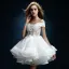 Abordable Blanche Organza Courte Robe De Mariée 2019 Princesse De l'épaule Manches Courtes Dos Nu Appliques Percé En Dentelle Faux Diamant Volants en Cascade