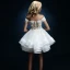 Abordable Blanche Organza Courte Robe De Mariée 2019 Princesse De l'épaule Manches Courtes Dos Nu Appliques Percé En Dentelle Faux Diamant Volants en Cascade