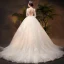 Illusion Ivoire Transparentes Robe De Mariée 2019 Princesse Encolure Carrée 3/4 Manches Dos Nu Appliques Percé En Dentelle Chapel Train Volants
