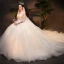 Illusion Ivoire Transparentes Robe De Mariée 2019 Princesse Encolure Carrée 3/4 Manches Dos Nu Appliques Percé En Dentelle Chapel Train Volants