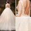 Illusion Ivoire Transparentes Robe De Mariée 2019 Princesse Encolure Carrée 3/4 Manches Dos Nu Appliques Percé En Dentelle Chapel Train Volants