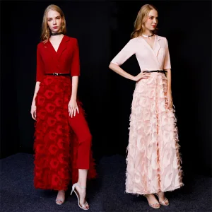 Rimelig Jumpsuit 2019 V Hals 1 2 Ermer Sash Ankel Lengde Selskapskjoler
