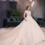 Sjarmerende Champagne Korsett Brudekjoler 2019 Prinsesse Kjæreste Uten Ermer Ryggløse Appliques Blonder Beading Glitter Tyll Cathedral Train