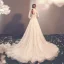 Elegant Champagne See-through Outdoor / Garden Wedding Dresses 2019 A-Line / Princess High Neck 3/4 Sleeve Appliques Lace Beading Glitter Tulle Court Train Ruffle