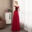 Chic Bordeaux Daim Robe De Soirée 2019 Princesse Transparentes Encolure Carrée Faux Diamant Manches Courtes Feuille Appliques En Dentelle Longue Volants Dos Nu Robe De Ceremonie