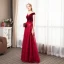 Chic Bordeaux Daim Robe De Soirée 2019 Princesse Transparentes Encolure Carrée Faux Diamant Manches Courtes Feuille Appliques En Dentelle Longue Volants Dos Nu Robe De Ceremonie