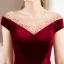 Chic Bordeaux Daim Robe De Soirée 2019 Princesse Transparentes Encolure Carrée Faux Diamant Manches Courtes Feuille Appliques En Dentelle Longue Volants Dos Nu Robe De Ceremonie