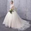Vintage / Retro Champagne See-through Wedding Dresses 2019 A-Line / Princess High Neck Cap Sleeves Appliques Lace Beading Pearl Court Train Ruffle