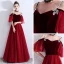 Elegant Burgundy Suede Evening Dresses  2019 A-Line / Princess Rhinestone Spaghetti Straps Short Sleeve Floor-Length / Long Ruffle Backless Formal Dresses
