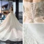 Luksus Champagne Brudekjoler 2019 Prinsesse Kjæreste Uten Ermer Ryggløse Appliques Blonder Paljetter Beading Cathedral Train Buste